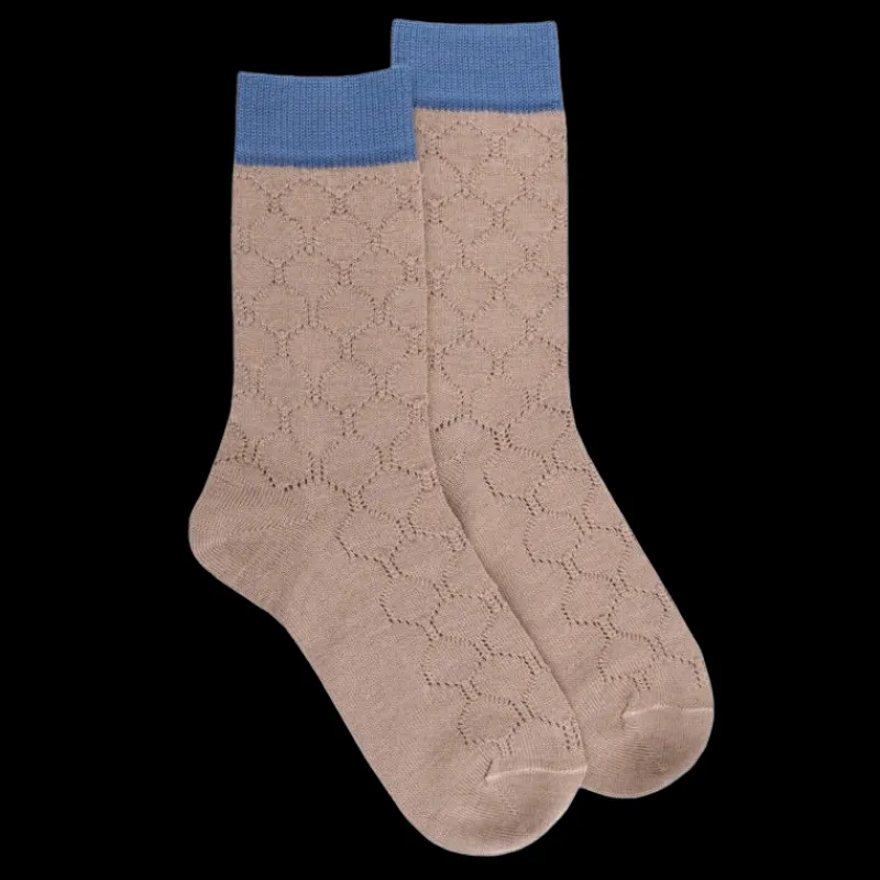 chaussettes_femme_en_lain_0-8.webp Femme Doré Doré Chaussettes^Chaussettes femme en laine ajouré - Beige Sable