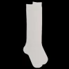 Femme Doré Doré Chaussettes Hautes^Chaussettes femme hautes ajourées en coton - Blanc Givre