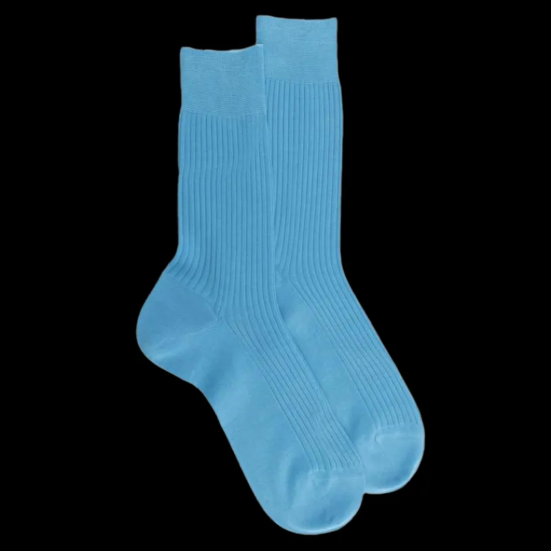 chaussettes_homme__ctes___0.webp Homme Doré Doré Chaussettes^Chaussettes homme à côtes 100% fil d'Écosse - Bleu Pirogue