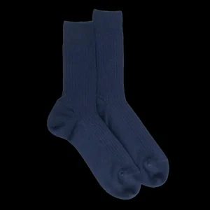 Homme Doré Doré Chaussettes^Chaussettes homme à côtes en laine - Bleu Caban