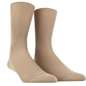 Homme Doré Doré Chaussettes^Chaussettes homme à côtes sans bord élastique en fil d'Écosse - Marron Faon