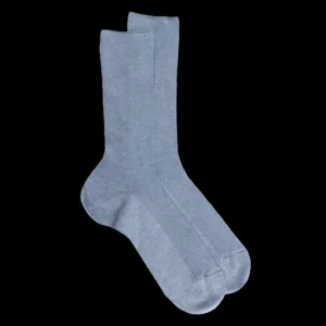 Homme Doré Doré Chaussettes^Chaussettes homme à côtes sans bord élastique en fil d'Écosse - Bleu Glacier