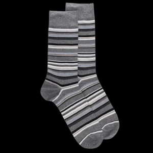 Homme Doré Doré Chaussettes^Chaussettes homme à rayures en fil d'Écosse - Gris Bourrasque & Gris Otarie