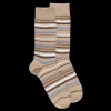 Homme Doré Doré Chaussettes^Chaussettes homme à rayures en fil d'Écosse - Beige Sable & Bois