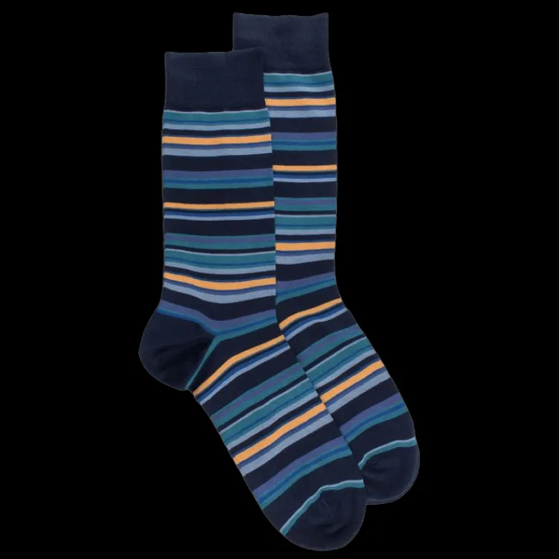 chaussettes_homme__rayure_0-2.webp Homme Doré Doré Chaussettes^Chaussettes homme à rayures en fil d'Écosse - Bleu Matelot & Bleu Antarctique