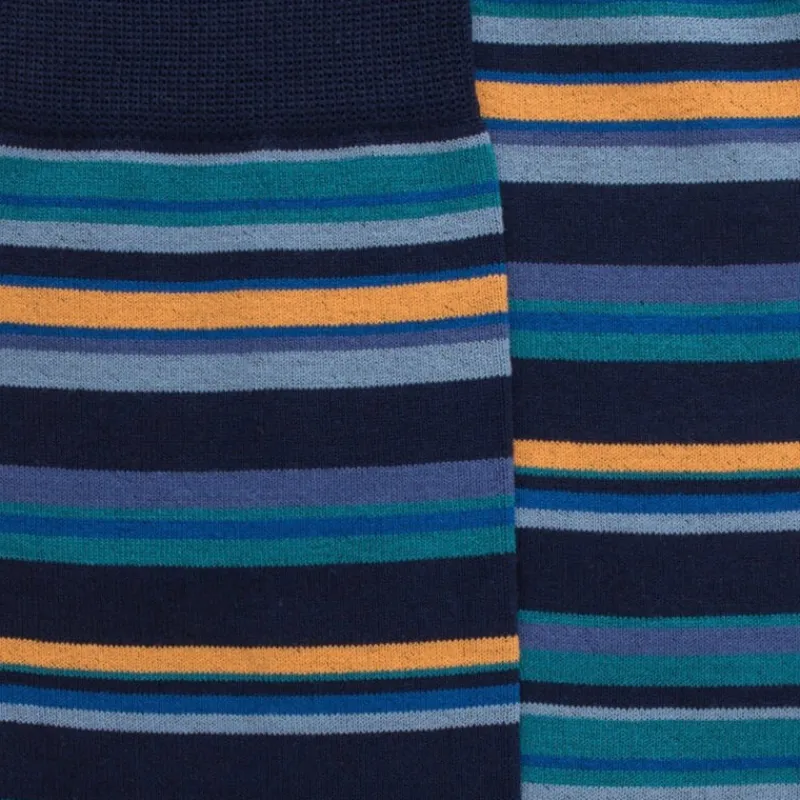 chaussettes_homme__rayure_1-2.webp Homme Doré Doré Chaussettes^Chaussettes homme à rayures en fil d'Écosse - Bleu Matelot & Bleu Antarctique