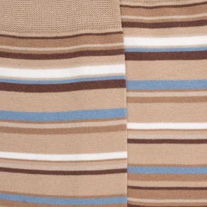 Homme Doré Doré Chaussettes^Chaussettes homme à rayures en fil d'Écosse - Beige Sable & Bois