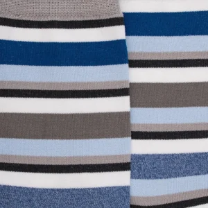 Homme Doré Doré Chaussettes^Chaussettes homme à rayures en fil d'Écosse - Gris Métal & Bleu