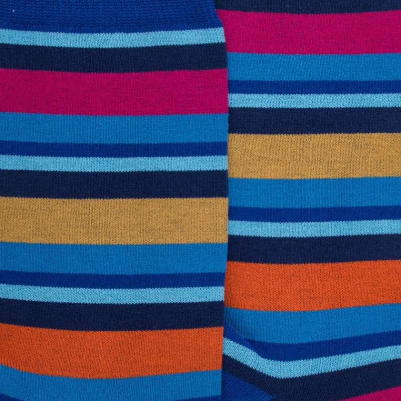 chaussettes_homme__rayure_1-6.webp Homme Doré Doré Chaussettes^Chaussettes homme à rayures en fil d'Écosse - Bleu France & Rose Flamboyant