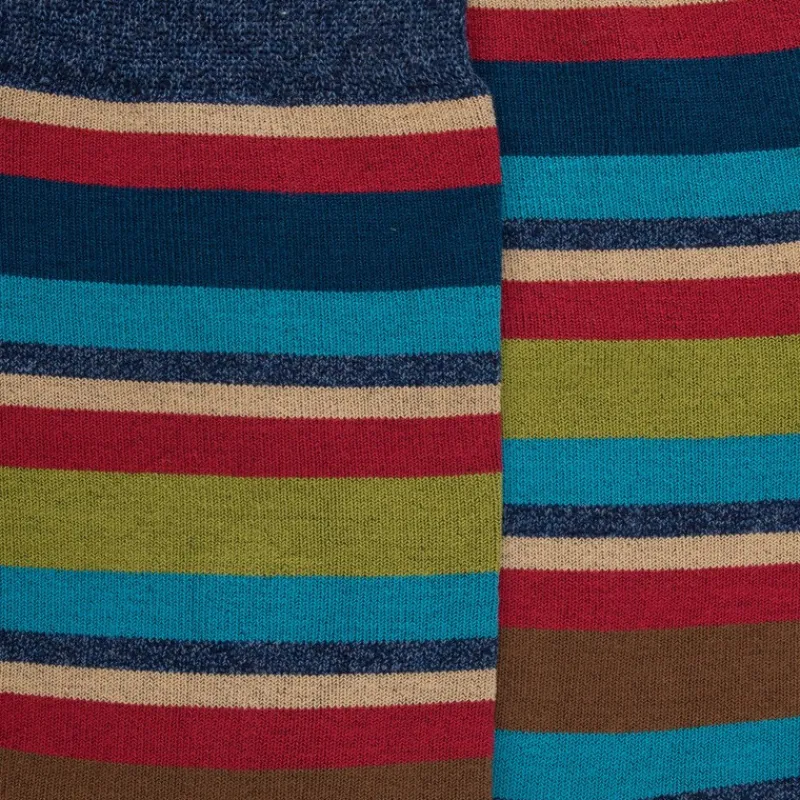 chaussettes_homme__rayure_1-7.webp Homme Doré Doré Chaussettes^Chaussettes homme à rayures en fil d'Écosse - Bleu Facteur & Bleu