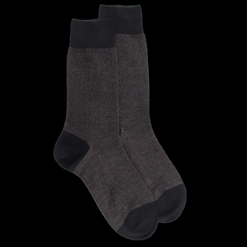 chaussettes_homme_caviar__0-7.webp Homme Doré Doré Chaussettes^Chaussettes homme caviar en laine merinos - Noir