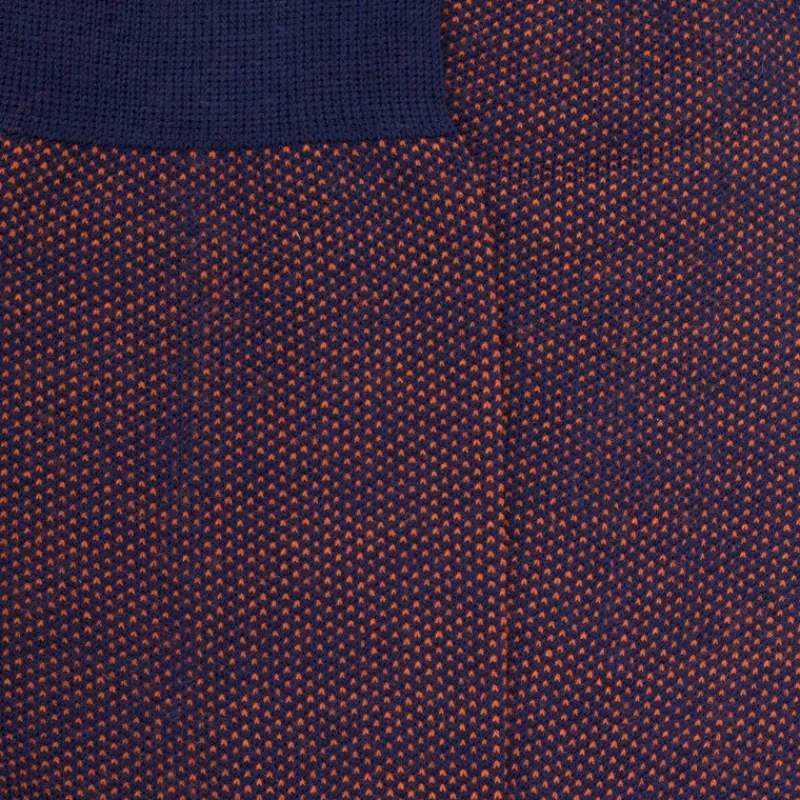 chaussettes_homme_caviar__1-2.webp Homme Doré Doré Chaussettes^Chaussettes homme caviar en laine merinos - Bleu caban & Orange cognac