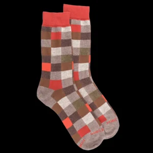 Homme Doré Doré Chaussettes^Chaussettes homme échiquier en coton -