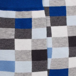 Homme Doré Doré Chaussettes^Chaussettes homme échiquier en coton - Gris Rocheux & Bleu