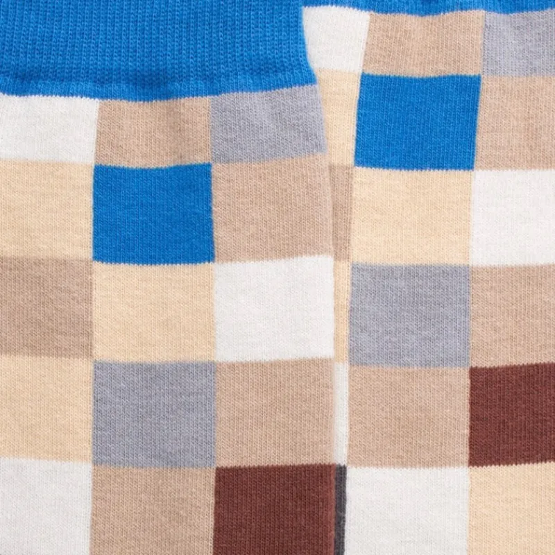 chaussettes_homme_chiquie_1-9.webp Homme Doré Doré Chaussettes^Chaussettes homme échiquier en coton - Beige Grège & Bleu