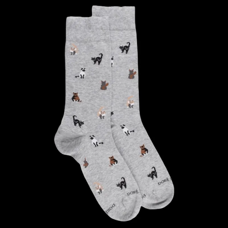 chaussettes_homme_en_coto_0-1.webp Homme Doré Doré Chaussettes^Chaussettes homme en coton à motifs chats - Gris Rocheux