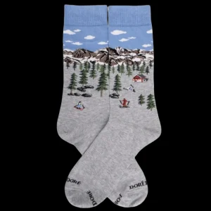 Homme Doré Doré Chaussettes^Chaussettes homme en coton à motif de paysages d'hiver - Gris Rocheux