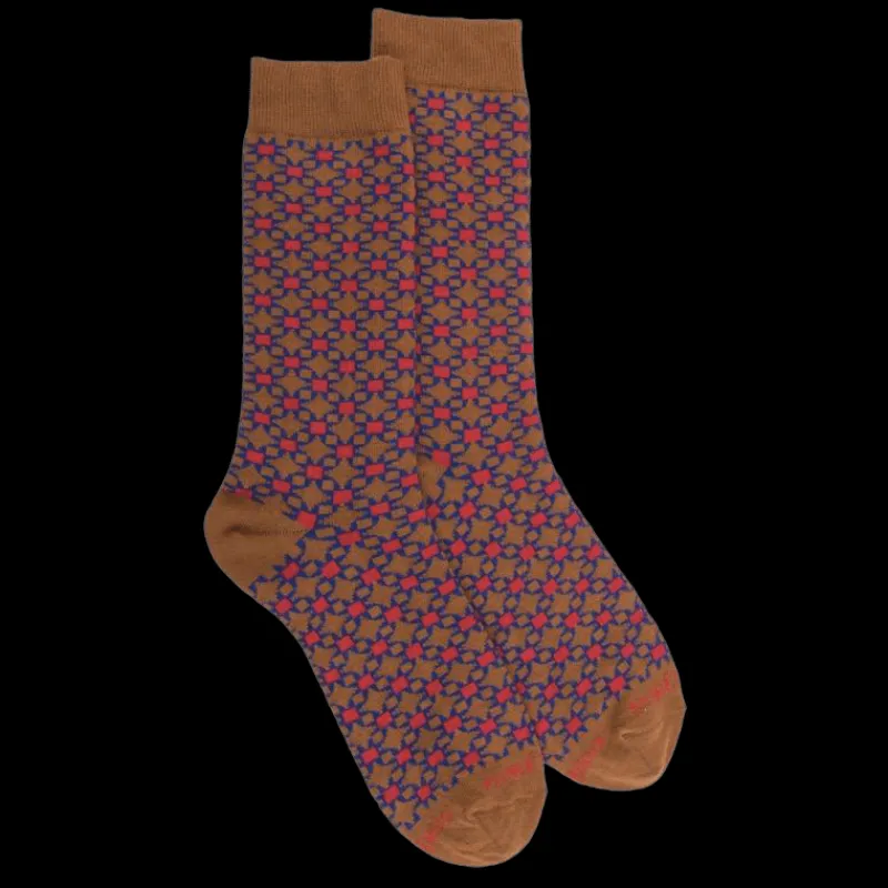 chaussettes_homme_en_coto_0-26.webp Homme Doré Doré Chaussettes^Chaussettes homme en coton à motif géométrique - Orange écureuil
