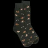 Homme Doré Doré Chaussettes^Chaussettes homme en coton avec motif d'écureuil et de champignons - Vert thym