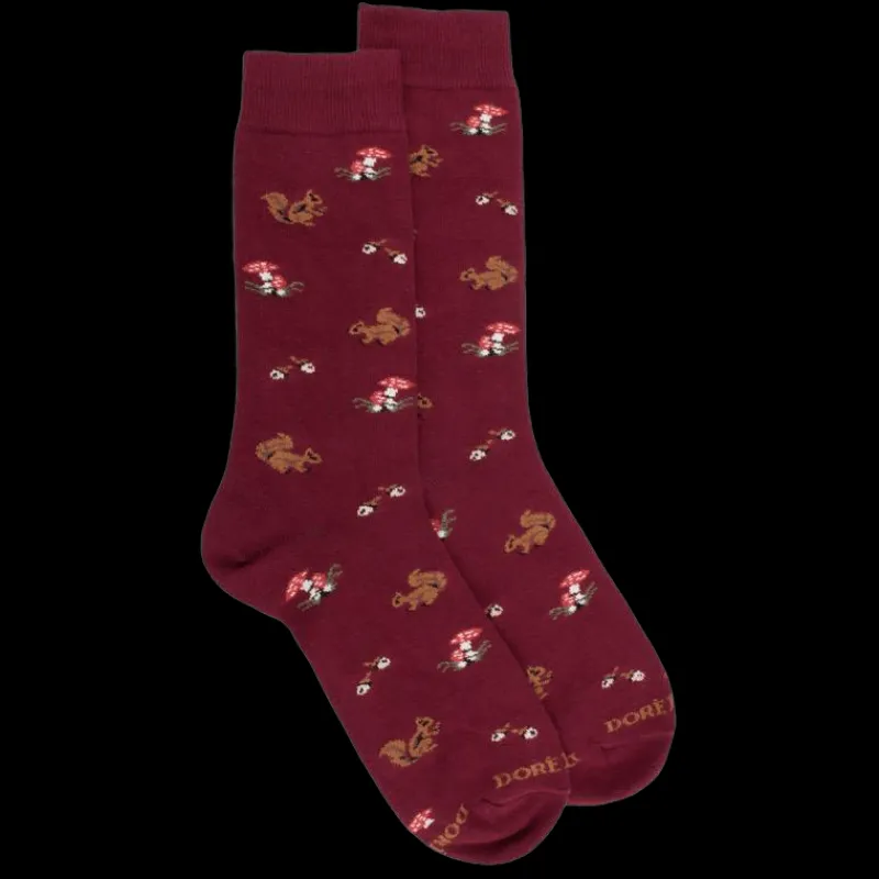 chaussettes_homme_en_coto_0-31.webp Homme Doré Doré Chaussettes^Chaussettes homme en coton avec motif d'écureuil et de champignons - Rouge amarante