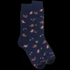 Homme Doré Doré Chaussettes^Chaussettes homme en coton avec motif d'écureuil et de champignons - Bleu Voilier