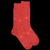 Homme Doré Doré Chaussettes^Chaussettes homme en coton à motif de Noël - Rouge Ponceau