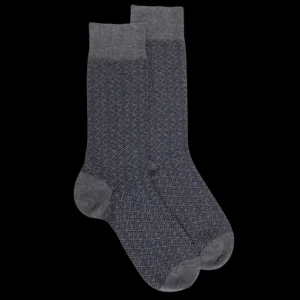 Homme Doré Doré Chaussettes^Chaussettes homme en coton à motif géométrique - Gris oxford