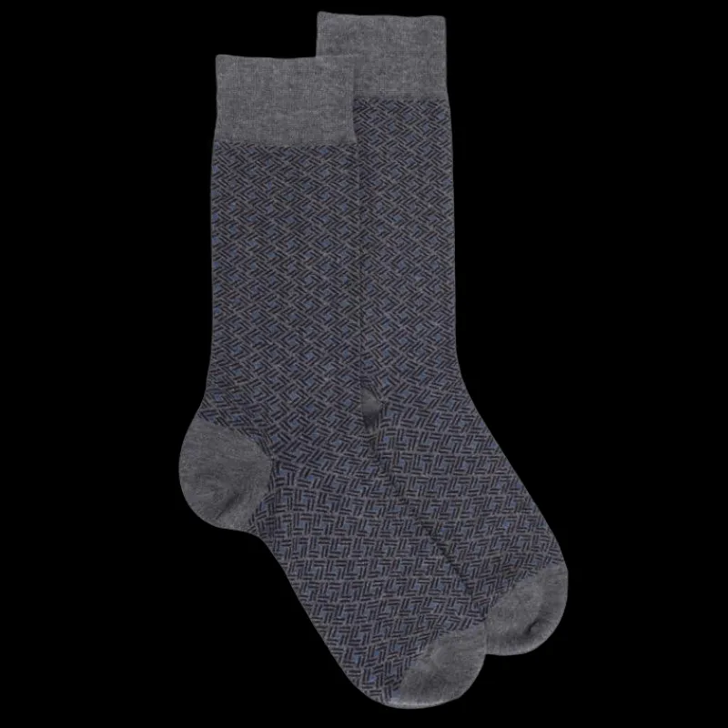 chaussettes_homme_en_coto_0-39.webp Homme Doré Doré Chaussettes^Chaussettes homme en coton à motif géométrique - Gris oxford