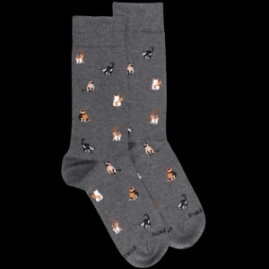 Homme Doré Doré Chaussettes^Chaussettes homme en coton à motif chats - Gris oxford