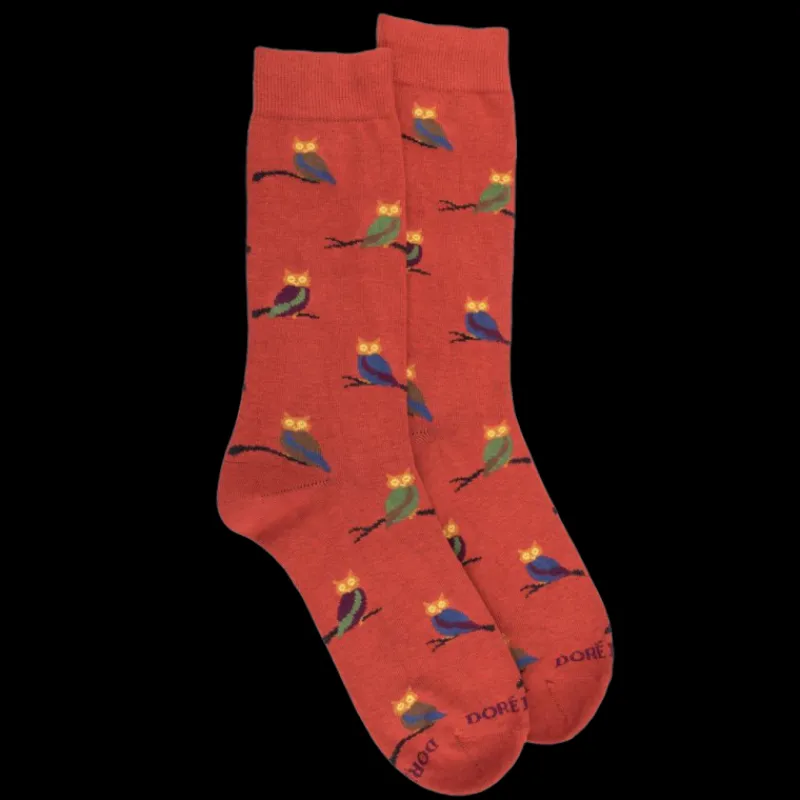 chaussettes_homme_en_coto_0-52.webp Homme Doré Doré Chaussettes^Chaussettes homme en coton motif hibou - Orange cognac & vert campagne