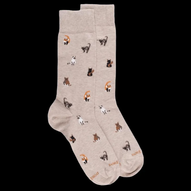 chaussettes_homme_en_coto_0-54.webp Homme Doré Doré Chaussettes^Chaussettes homme en coton à motifs chats - Beige Sahara