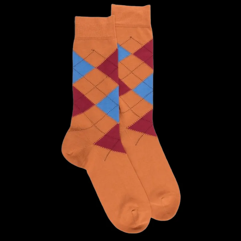 chaussettes_homme_en_coto_0-55.webp Homme Doré Doré Chaussettes^Chaussettes homme en coton à motifs intarsia - Orange cognac