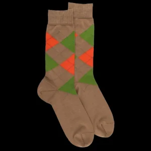Homme Doré Doré Chaussettes^Chaussettes homme en coton à motifs intarsia - Marron Faon