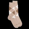 Homme Doré Doré Chaussettes^Chaussettes homme en coton à motifs intarsia - Beige Grège