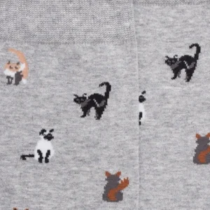 Homme Doré Doré Chaussettes^Chaussettes homme en coton à motifs chats - Gris Rocheux