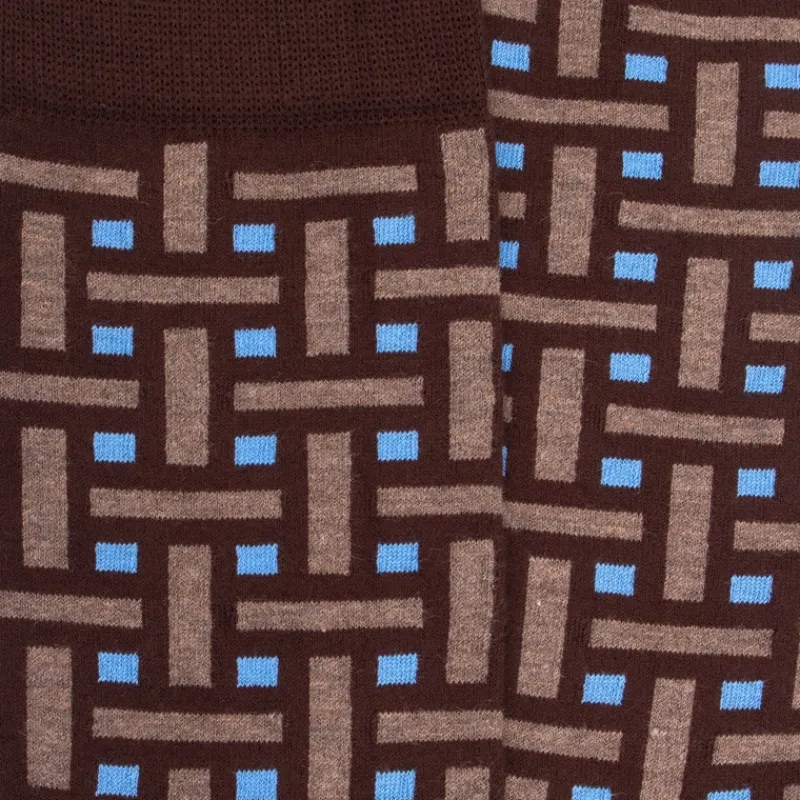 chaussettes_homme_en_coto_1-15.webp Homme Doré Doré Chaussettes^Chaussettes homme en coton à motif géométrique - Marron Chocolat