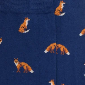 Homme Doré Doré Chaussettes^Chaussettes homme en coton à motif renard - Bleu Voilier