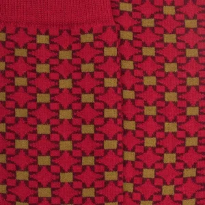 Homme Doré Doré Chaussettes^Chaussettes homme en coton à motif géométrique - Rouge pommard