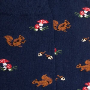 Homme Doré Doré Chaussettes^Chaussettes homme en coton avec motif d'écureuil et de champignons - Bleu Voilier