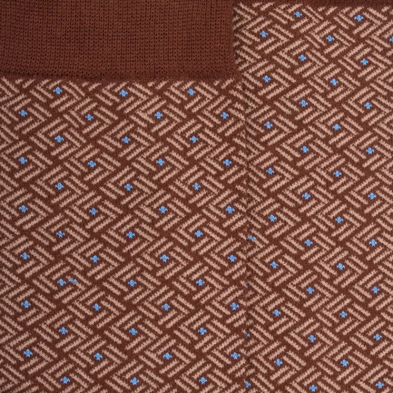 chaussettes_homme_en_coto_1-41.webp Homme Doré Doré Chaussettes^Chaussettes homme en coton à motif géométrique - Marron cacao
