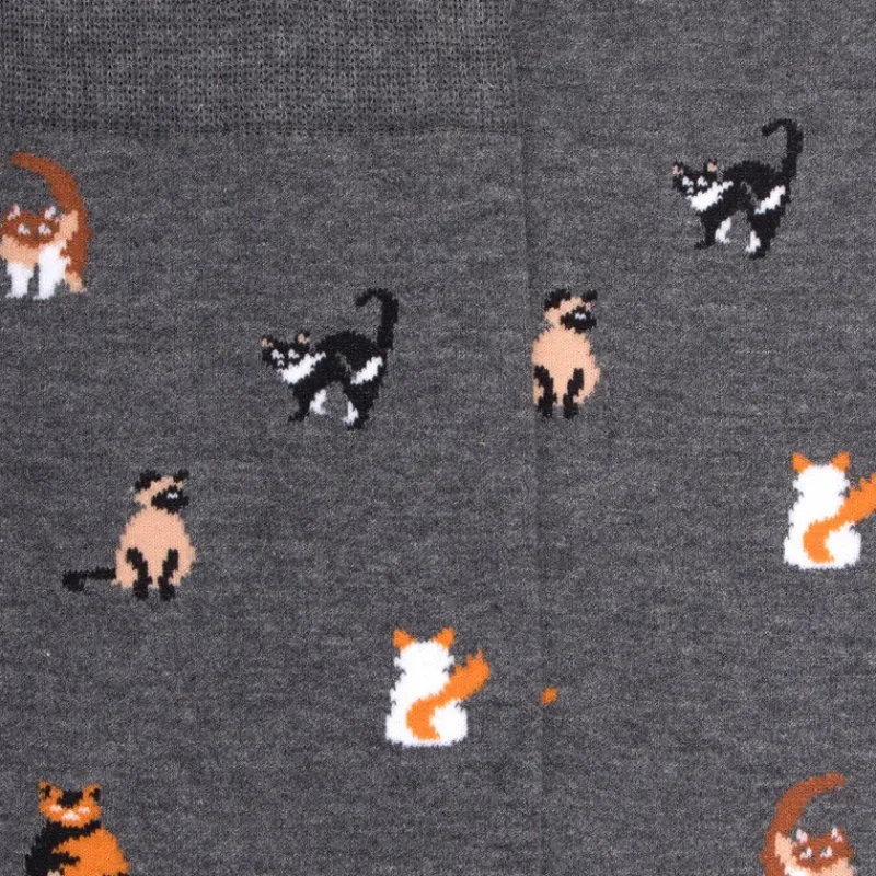 chaussettes_homme_en_coto_1-46.webp Homme Doré Doré Chaussettes^Chaussettes homme en coton à motif chats - Gris oxford