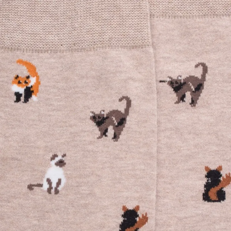 chaussettes_homme_en_coto_1-54.webp Homme Doré Doré Chaussettes^Chaussettes homme en coton à motifs chats - Beige Sahara