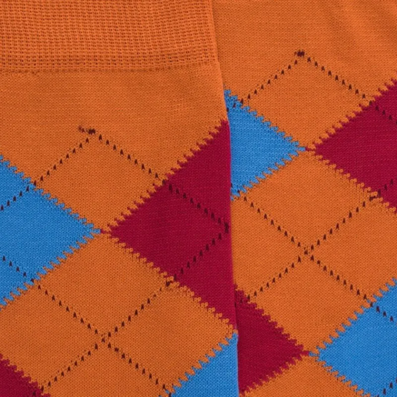 chaussettes_homme_en_coto_1-55.webp Homme Doré Doré Chaussettes^Chaussettes homme en coton à motifs intarsia - Orange cognac
