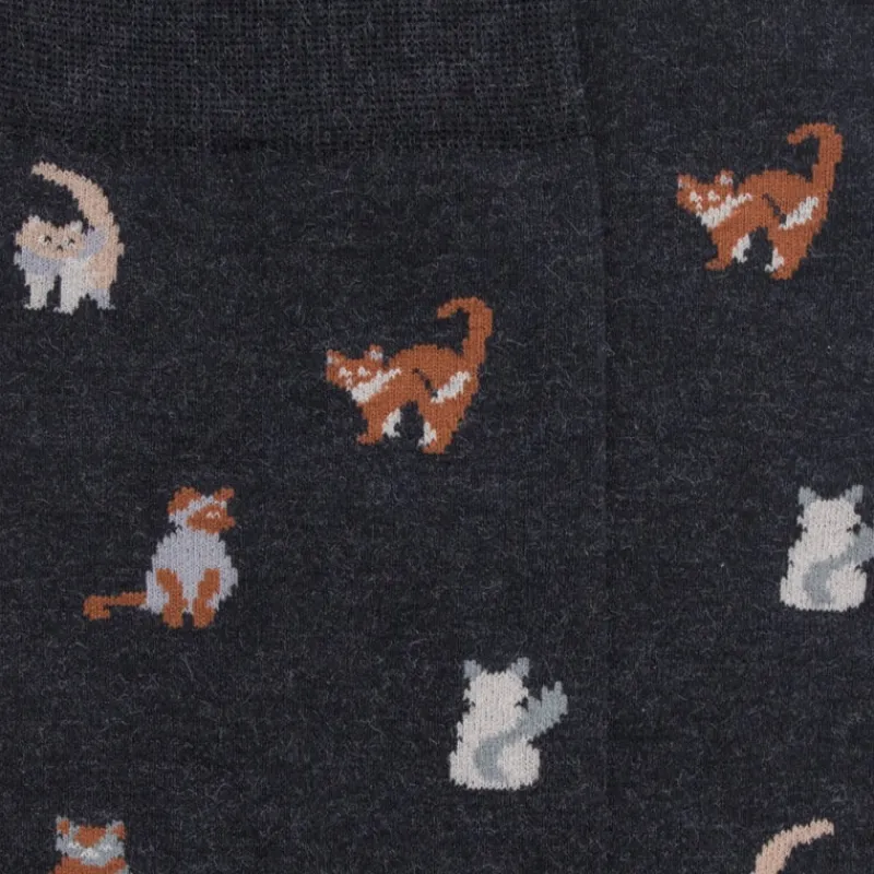 chaussettes_homme_en_coto_1-59.webp Homme Doré Doré Chaussettes^Chaussettes homme en coton à motif chats - Gris anthracite