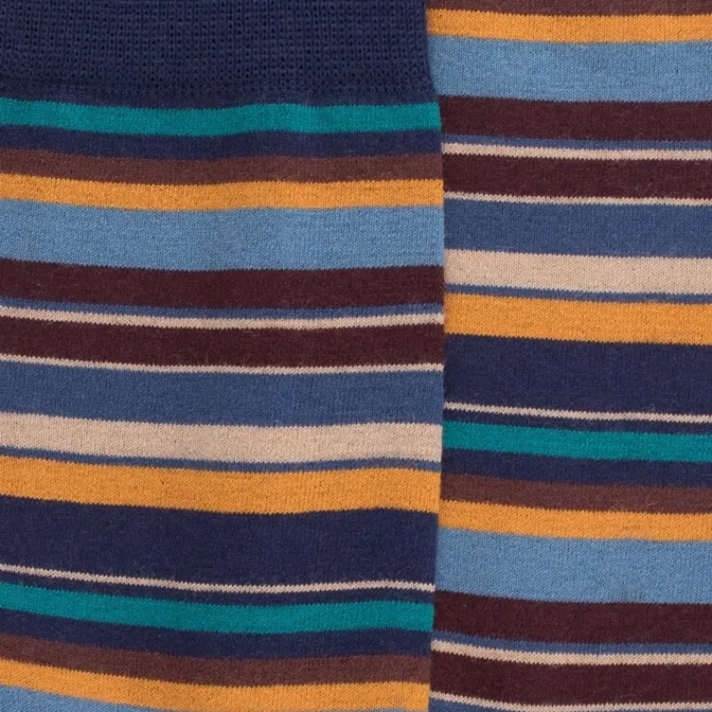 chaussettes_homme_en_coto_1-61.webp Homme Doré Doré Chaussettes^Chaussettes homme en coton à rayures fines multicolores - Bleu Caban & Vert verger