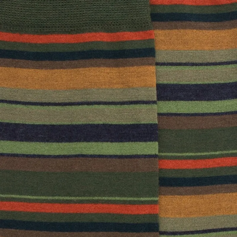 chaussettes_homme_en_coto_1-62.webp Homme Doré Doré Chaussettes^Chaussettes homme en coton à rayures fines multicolores - Vert cyprès & Orange henné