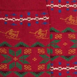 Homme Doré Doré Chaussettes^Chaussettes homme en coton à motif de Noël - Rouge pommard