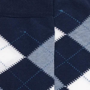 Homme Doré Doré Chaussettes^Chaussettes homme en coton à motifs intarsia - Bleu Matelot