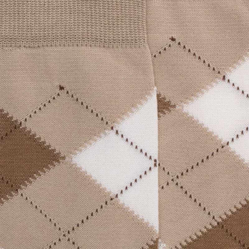 chaussettes_homme_en_coto_2.webp Homme Doré Doré Chaussettes^Chaussettes homme en coton à motifs intarsia - Beige Grège