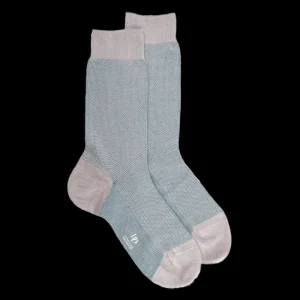 Homme Doré Doré Chaussettes^Chaussettes homme en fil d'Écosse renforcé à motifs caviar - Gris Métal & Bleu